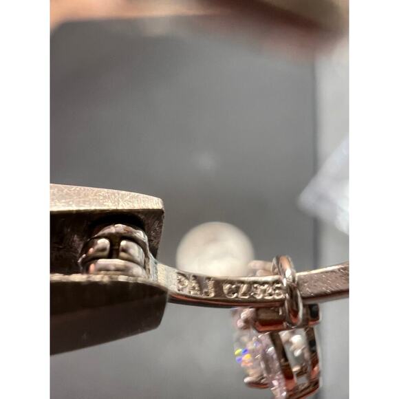 Cz hoop dangle earrings in sterling silver - Picture 11 of 16